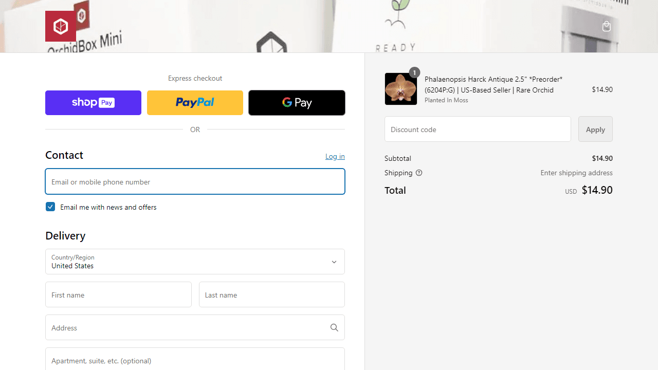 How to apply OrchidBox coupon code